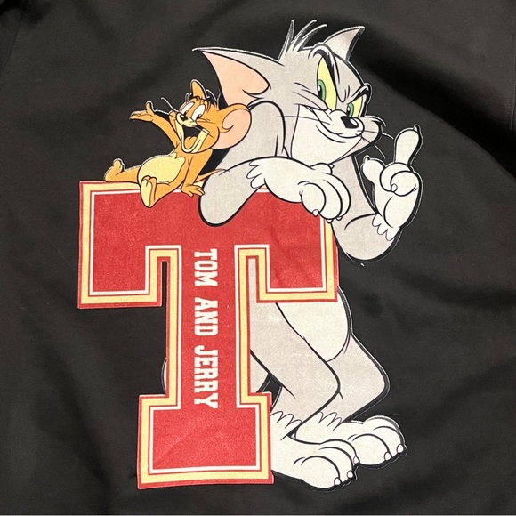 Tom & Jerry Fleece Lined Unisex Sweatshirt with Side Arm Patches Size Medium - Picture 10 of 14